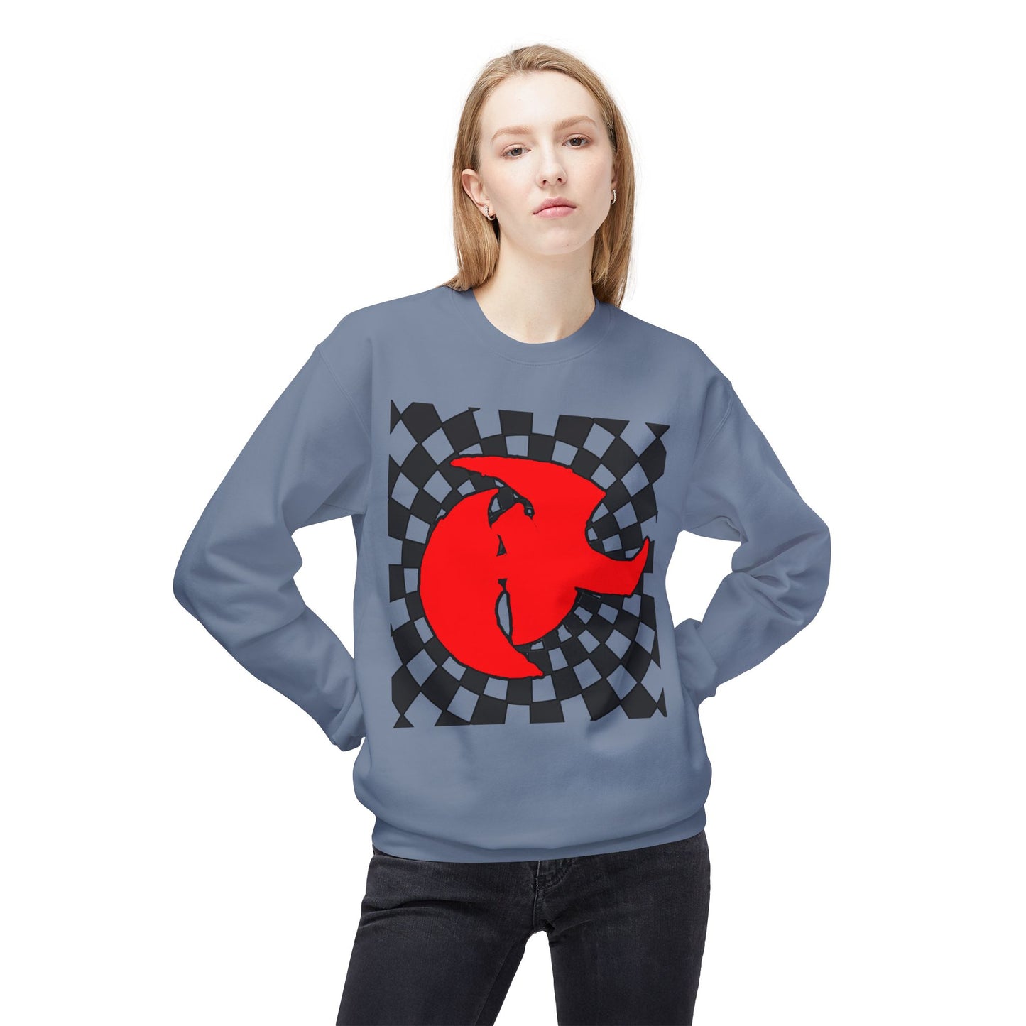 HK LOGO Unisex Fleece Sweatshirt with Bold Red Graphic