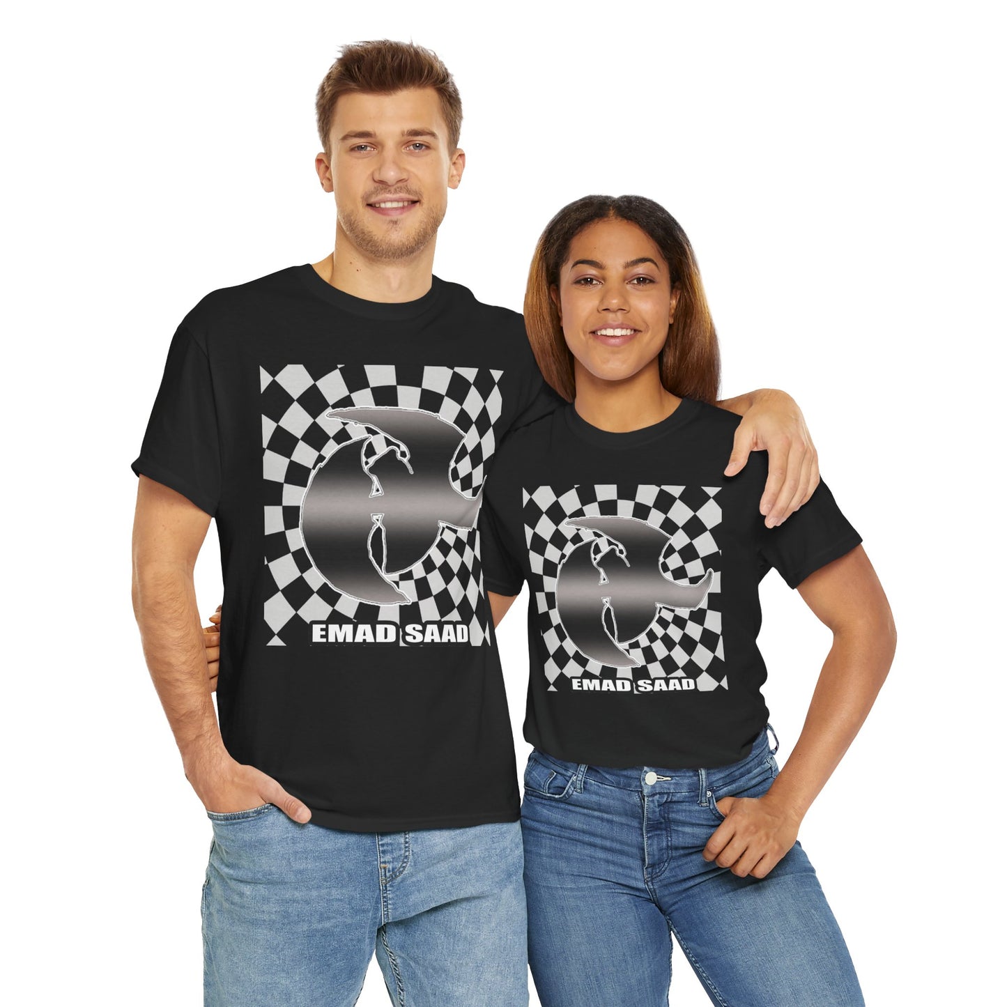 Emad Saad Checkerboard Graphic Unisex Heavy Cotton Tee