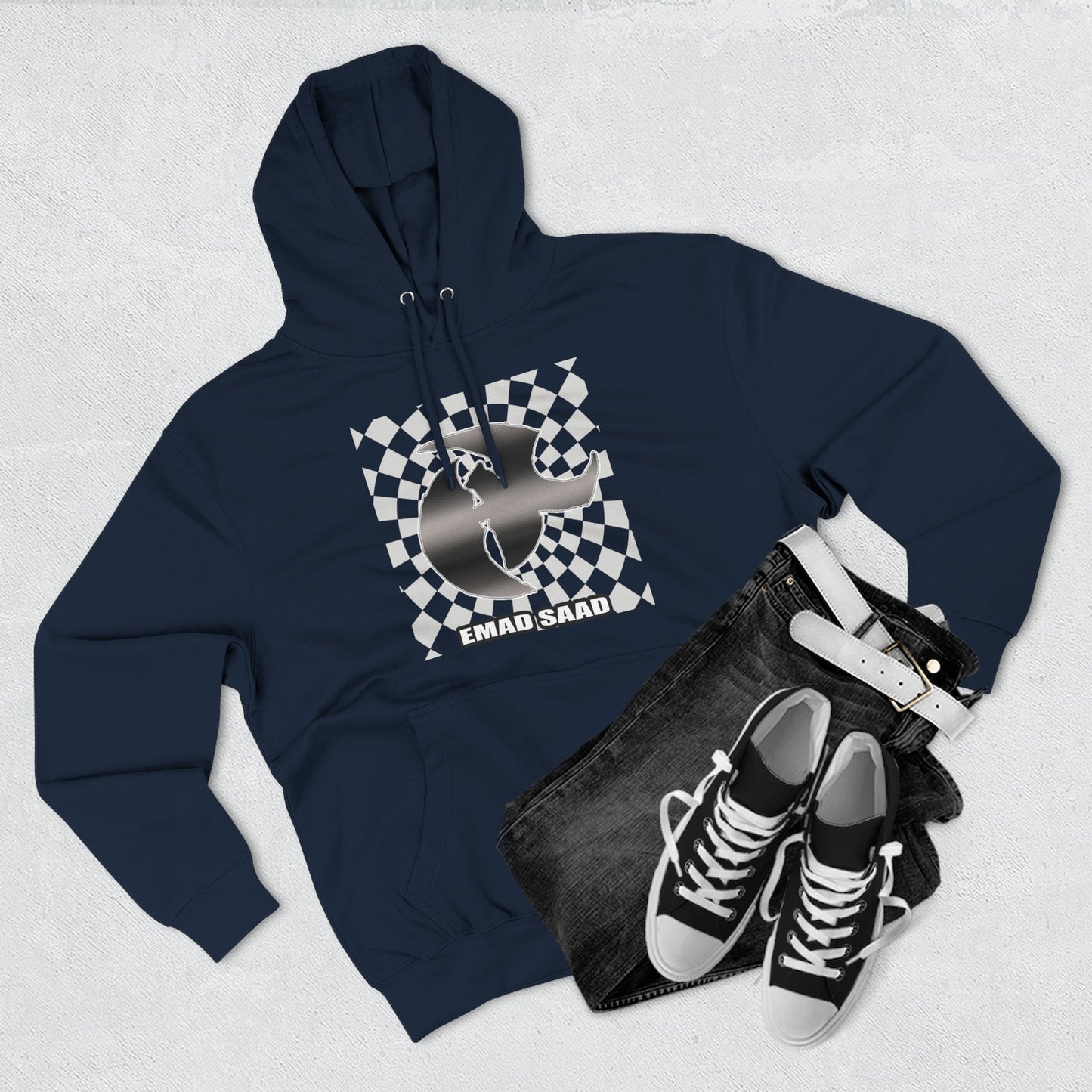 Emad Saad HK Checkerboard Skate Hoodie Graphic Pullover