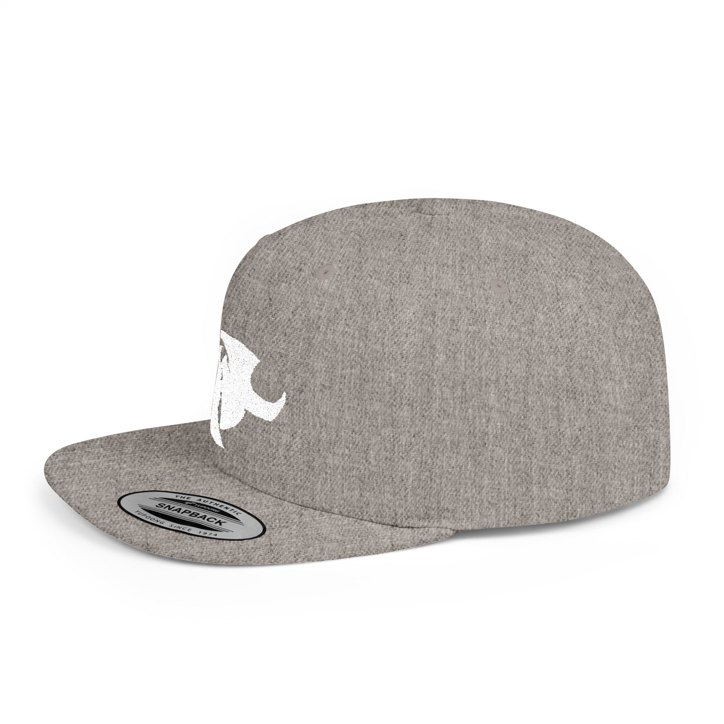 HK White LOGO  Flat Bill Snapback Hat | Stylish Casual Accessory
