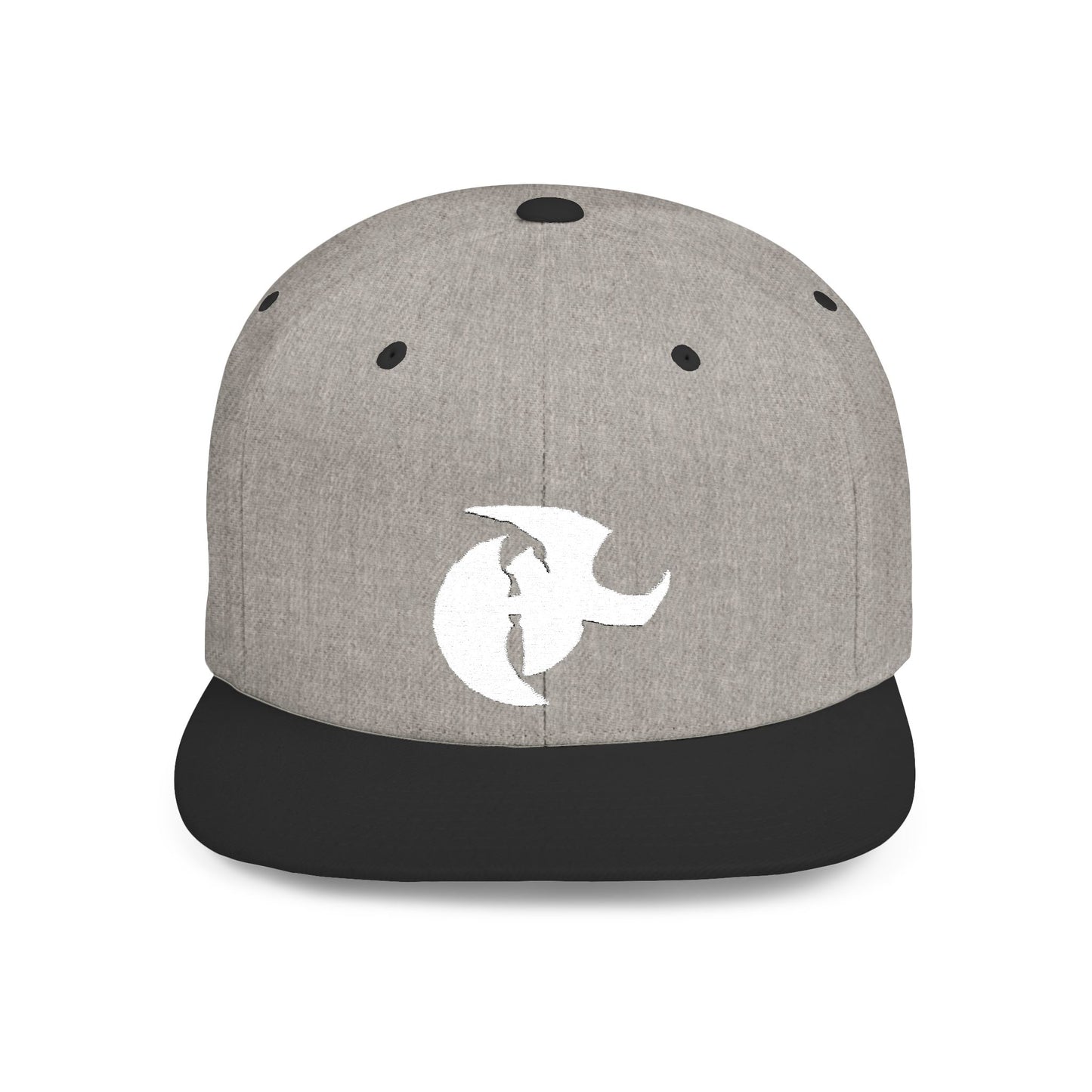 HK White LOGO  Flat Bill Snapback Hat | Stylish Casual Accessory