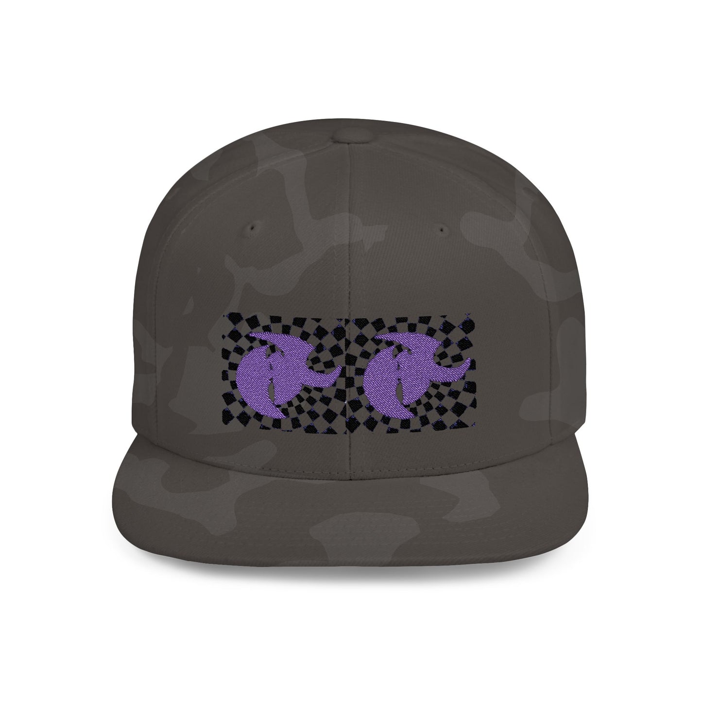 HK LOGO  Checkerboard Flat Bill Snapback CAP