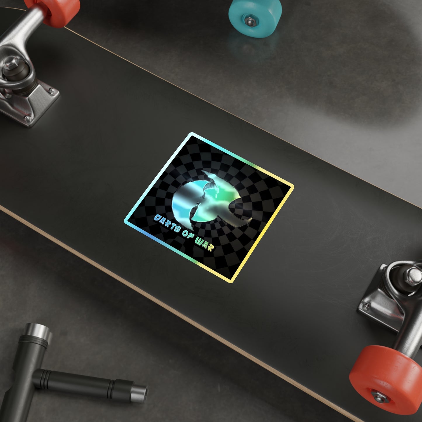 Holographic Die-Cut Sticker — Iridescent 'Darts of War' Logo