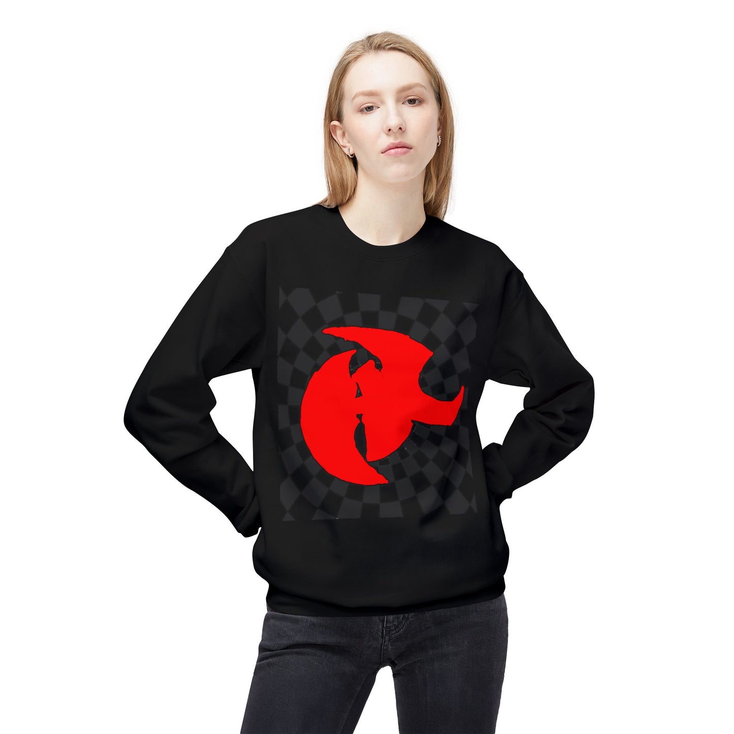 HK LOGO Unisex Fleece Sweatshirt with Bold Red Graphic