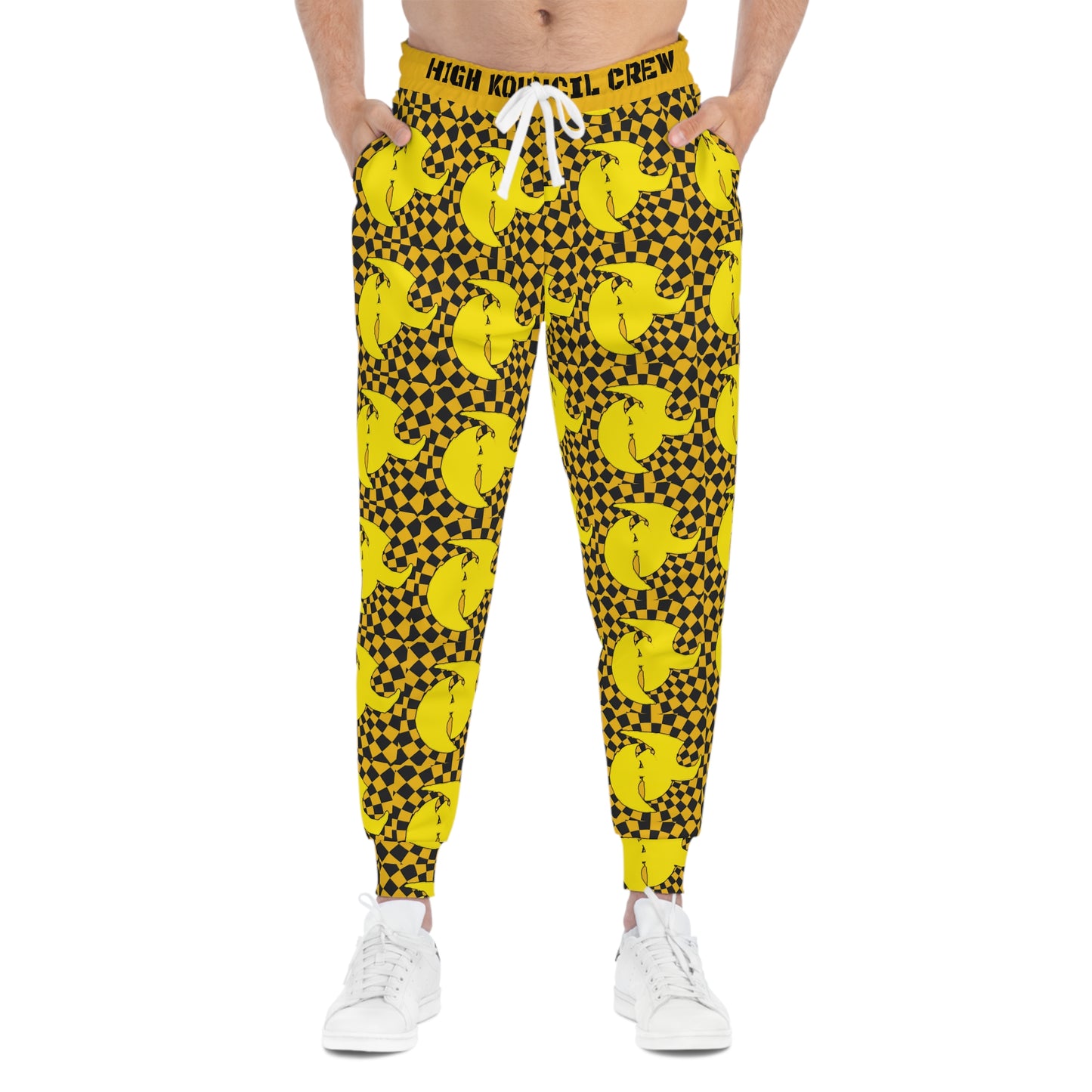 HK LOGO High Energy Athletic Joggers | Checkerboard Design | Perfect for Active Lifestyle
