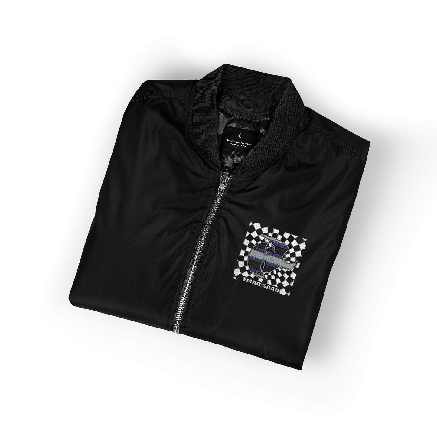 Emad Saad  Bomber Jacket with HK Embroidery - Stylish and Sustainable Outerwear