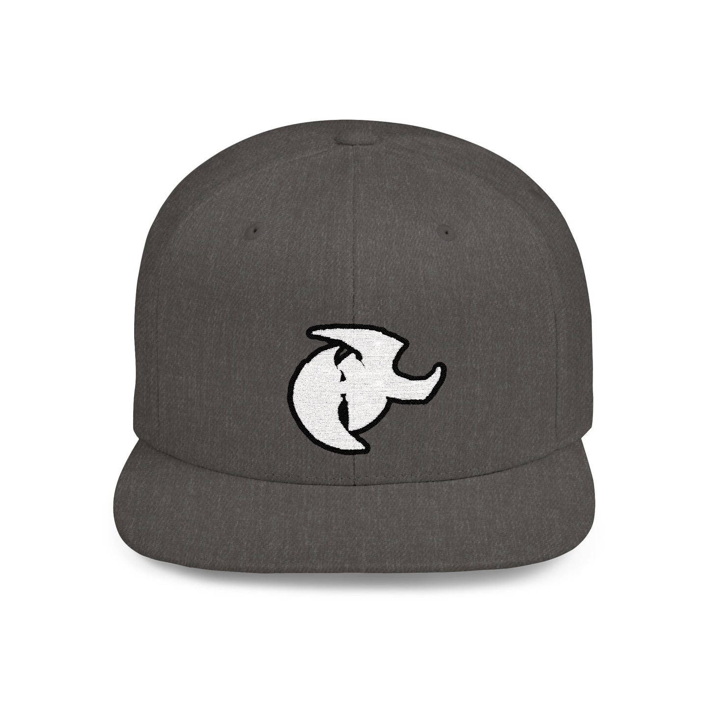 HK Logo Flat Bill Snapback - Trendy White Cap for Casual Style