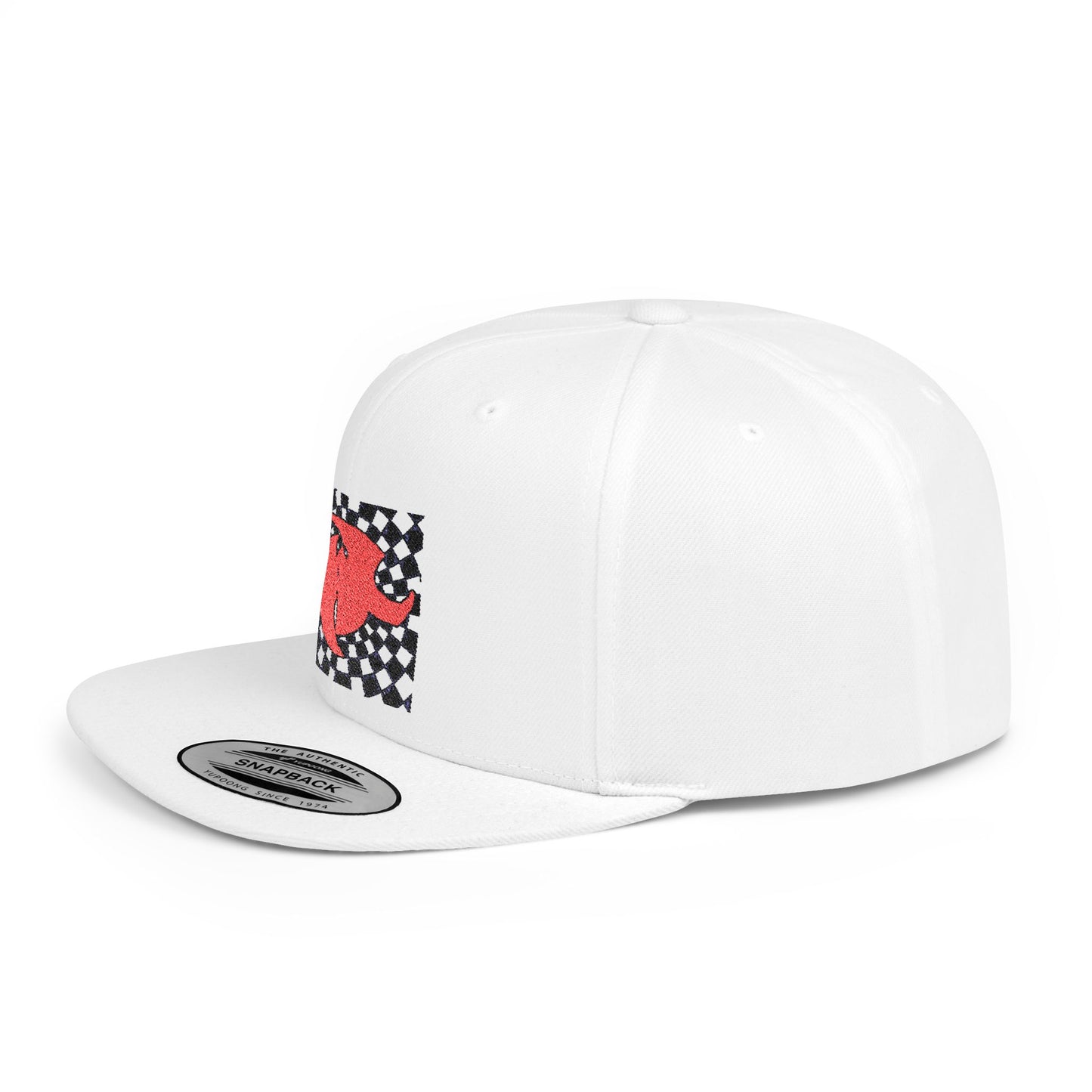 HK Logo Retro Checkerboard Flat Bill Snapback Hat