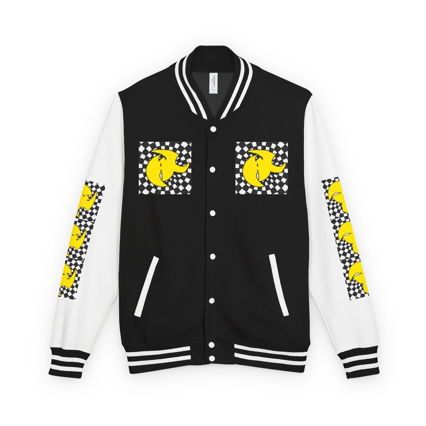 HK CREW Heavyweight Letterman Jacket with Retro Graphic Design