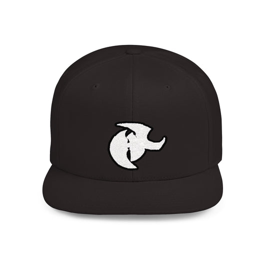 HK Logo Flat Bill Snapback - Trendy White Cap for Casual Style