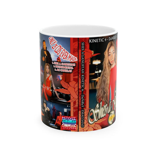 Shes a gangstah Ceramic Mug with Floral Design - Perfect for Gifting & Celebrations