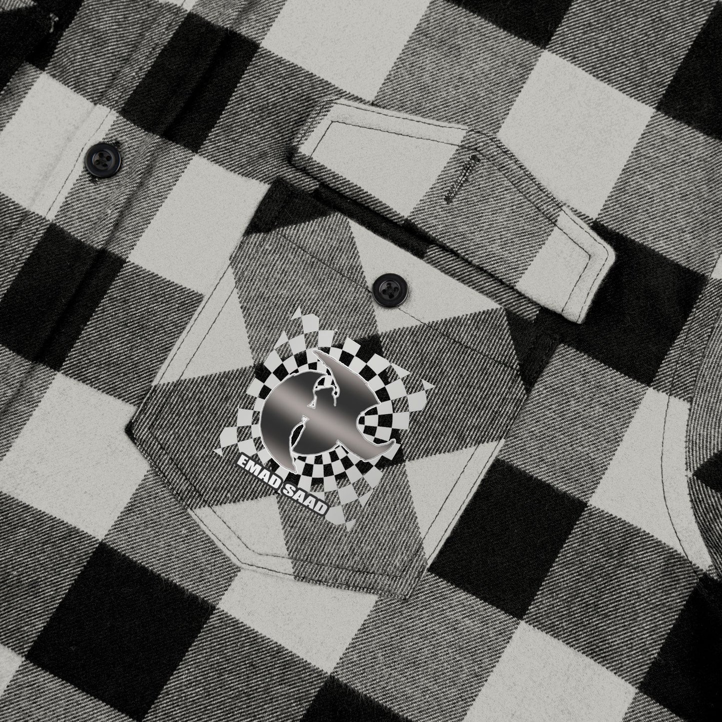 HK Logo Unisex Flannel Shirt with Checkered Design - Perfect for Casual Style & Outdoor Adventures