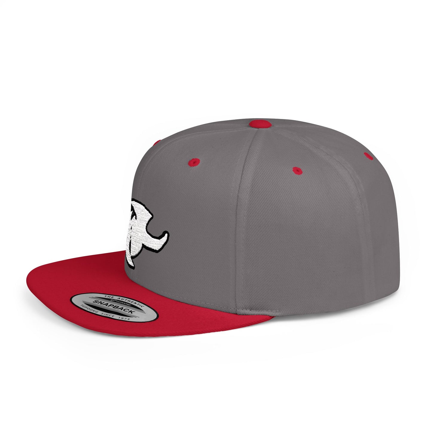 HK Logo Flat Bill Snapback - Trendy White Cap for Casual Style