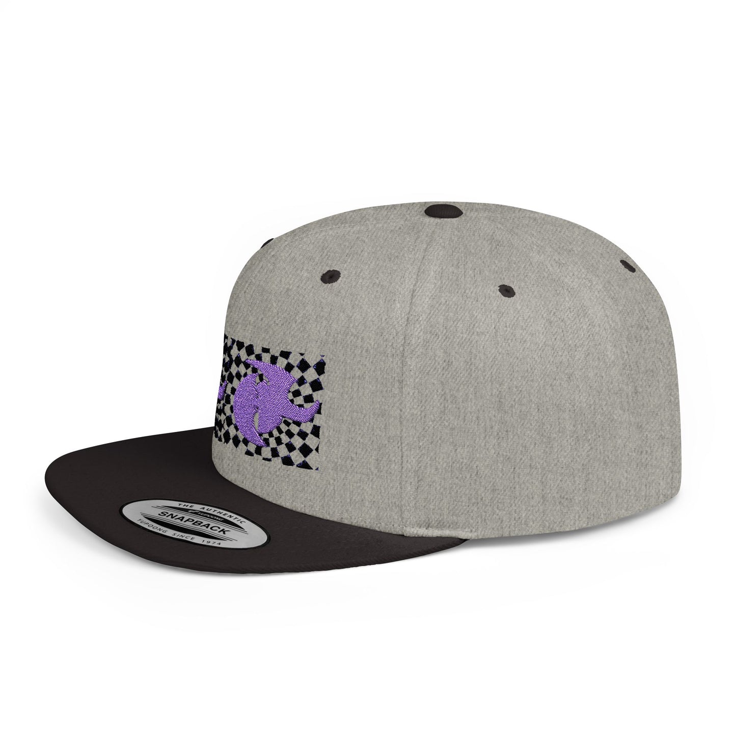 HK LOGO  Checkerboard Flat Bill Snapback CAP