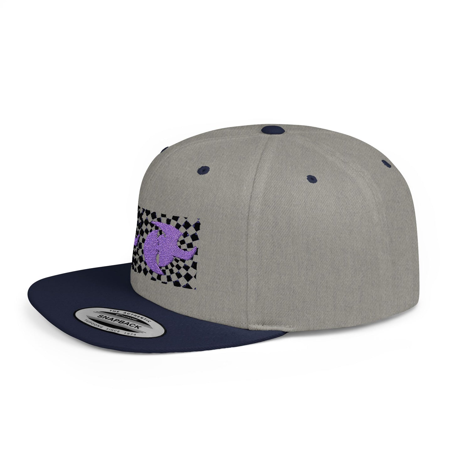 HK LOGO  Checkerboard Flat Bill Snapback CAP