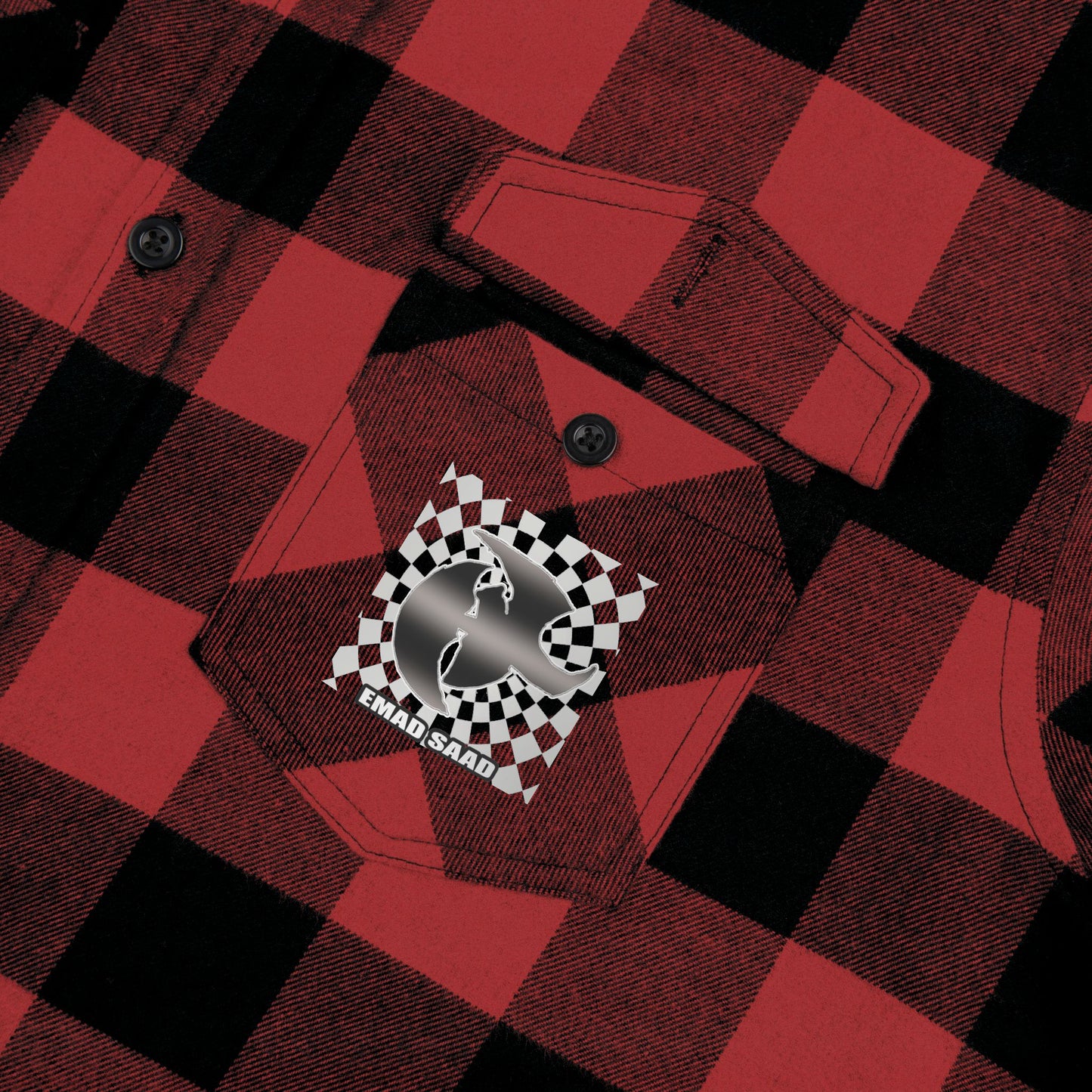 HK Logo Unisex Flannel Shirt with Checkered Design - Perfect for Casual Style & Outdoor Adventures