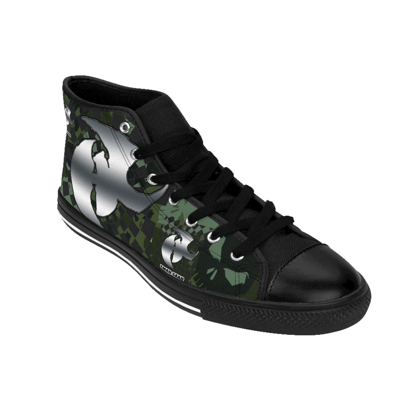 Men's Classic Sneakers - Stylish Green Camo High-Top Shoes for Casual Wear