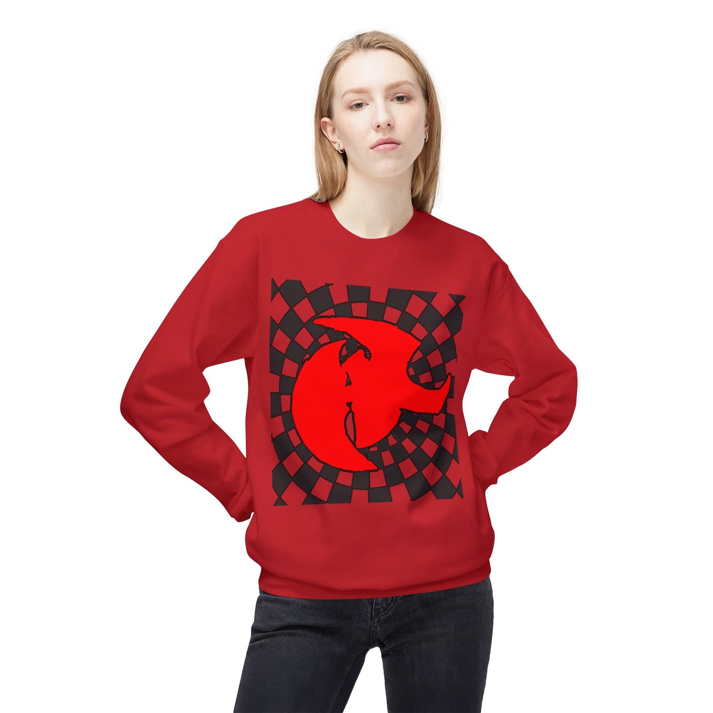 HK LOGO Unisex Fleece Sweatshirt with Bold Red Graphic
