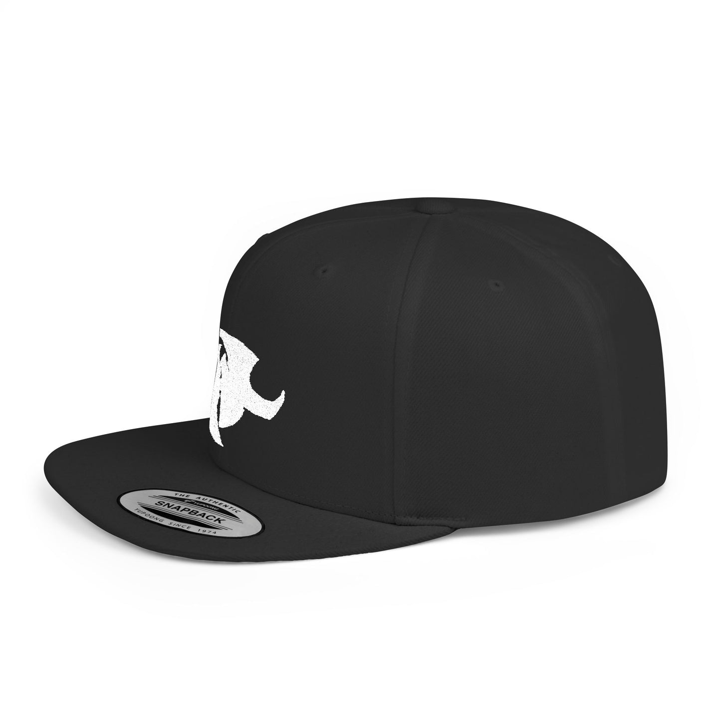 HK White LOGO  Flat Bill Snapback Hat | Stylish Casual Accessory