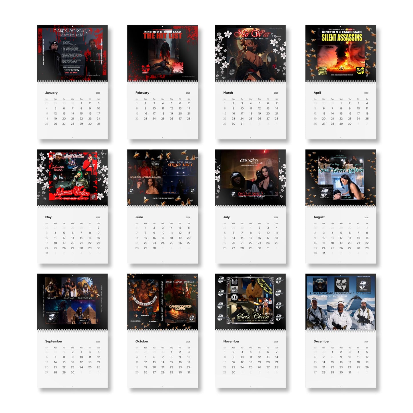 DARTS OF WAR 3  2026 Wall Calendar