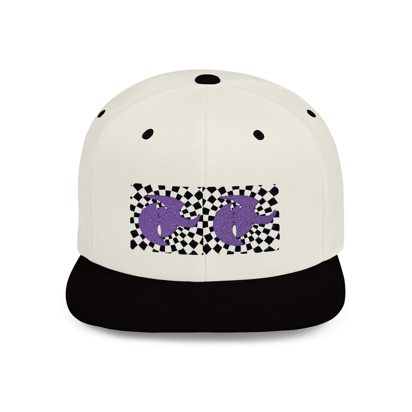 HK LOGO  Checkerboard Flat Bill Snapback CAP