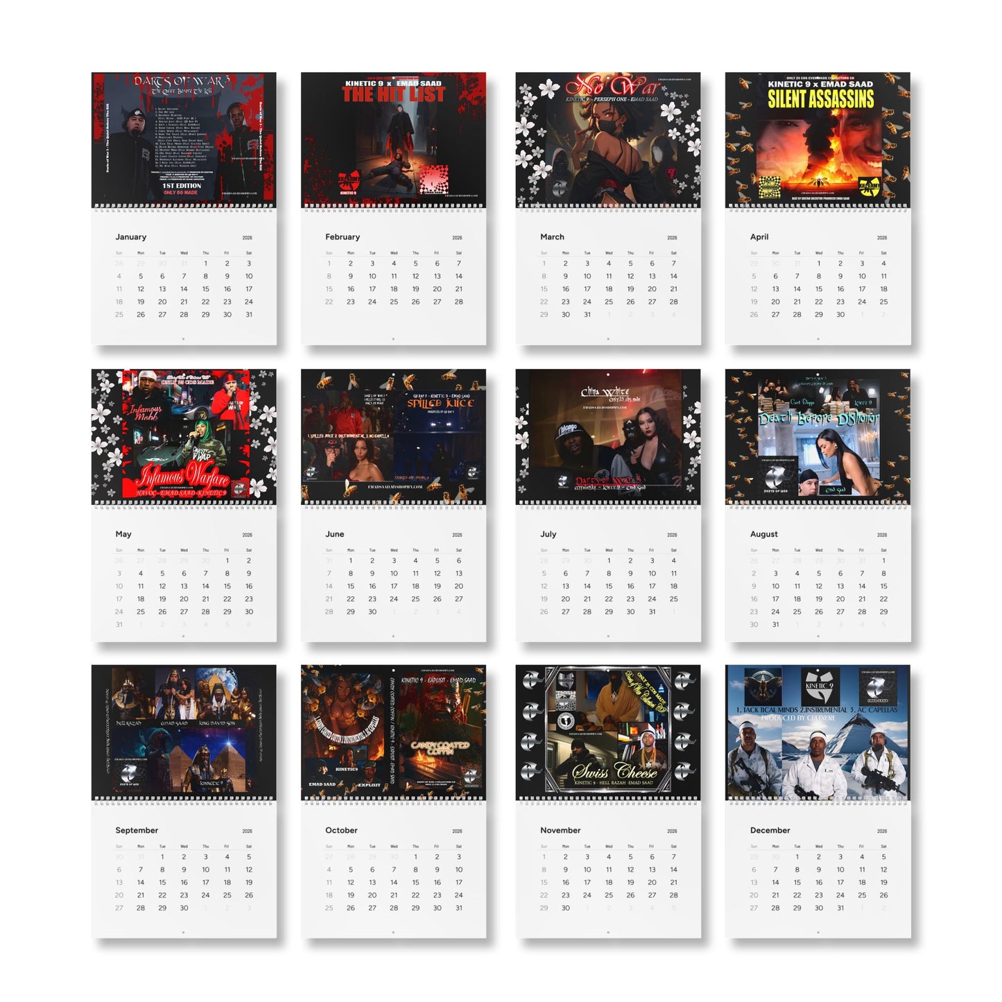 DARTS OF WAR 3  2026 Wall Calendar