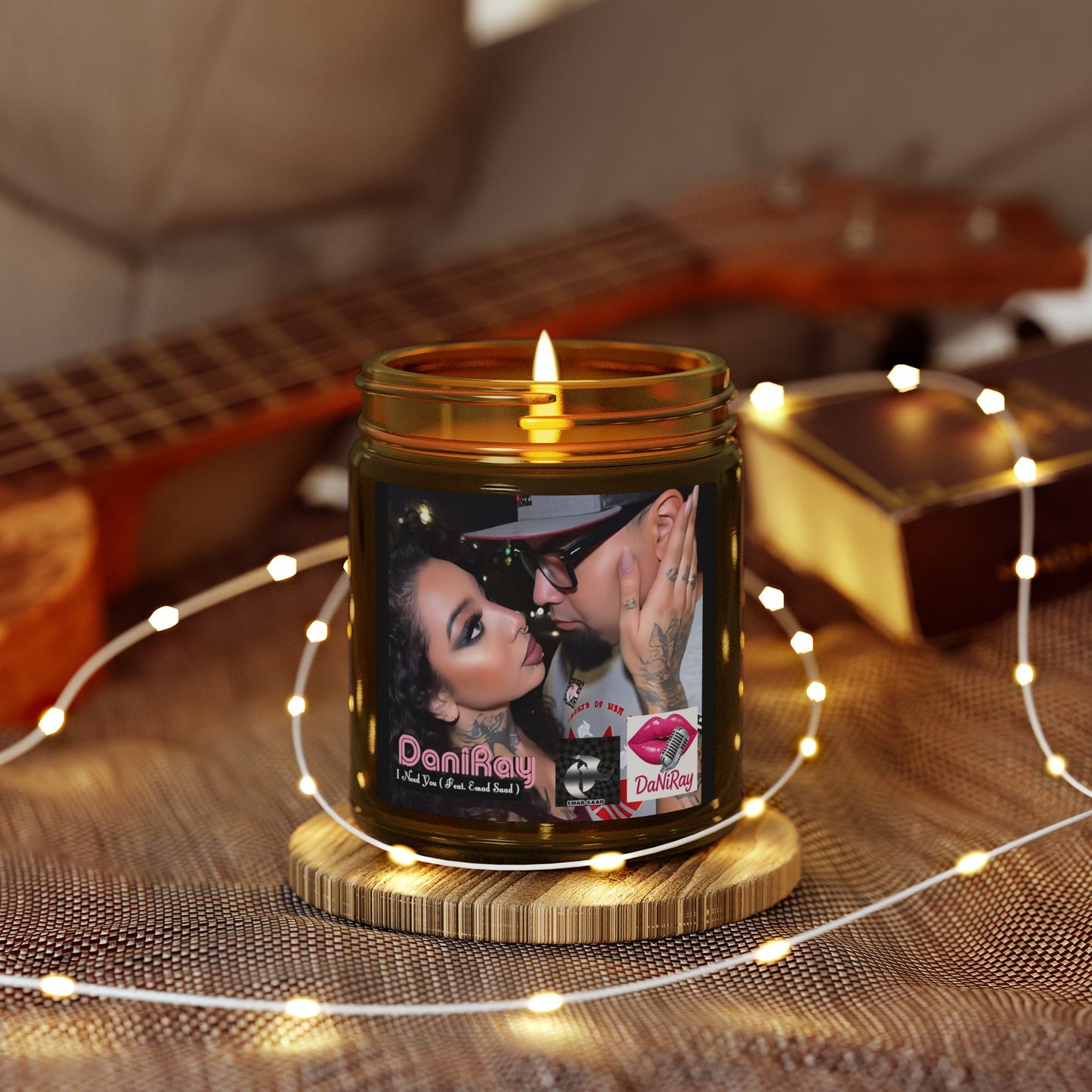 I Need You Scented Candle — 4oz/9oz Amber Jar (Romantic Kiss Label)