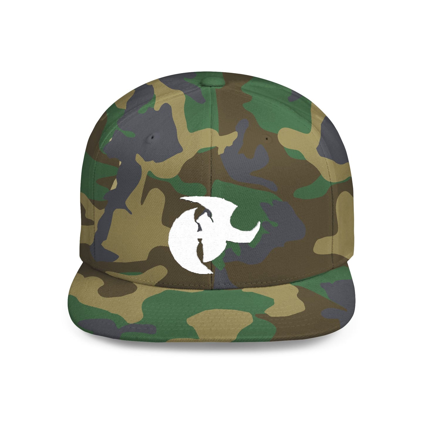 HK White LOGO  Flat Bill Snapback Hat | Stylish Casual Accessory