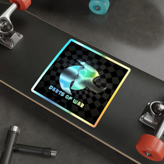 Holographic Die-Cut Sticker — Iridescent 'Darts of War' Logo