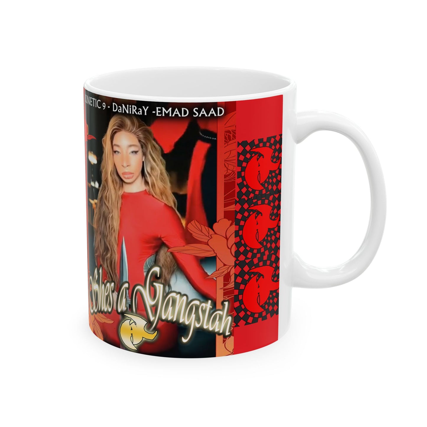 Shes a gangstah Ceramic Mug with Floral Design - Perfect for Gifting & Celebrations