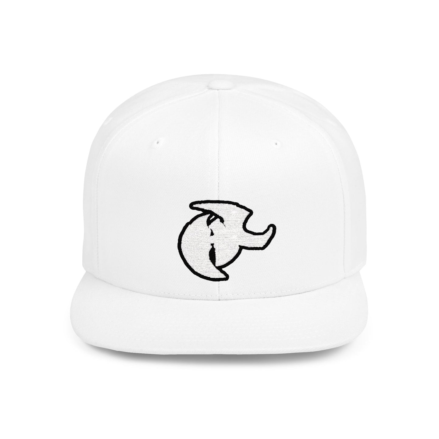 HK Logo Flat Bill Snapback - Trendy White Cap for Casual Style