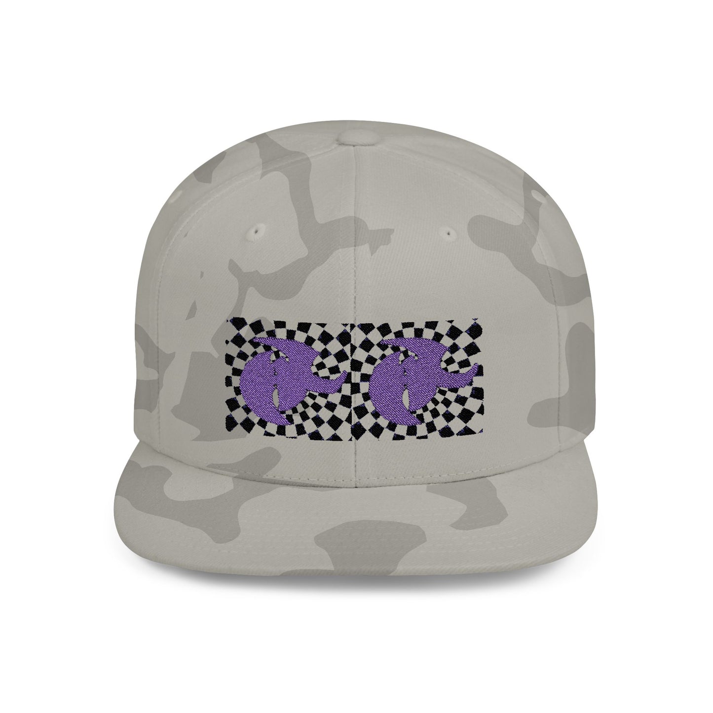 HK LOGO  Checkerboard Flat Bill Snapback CAP