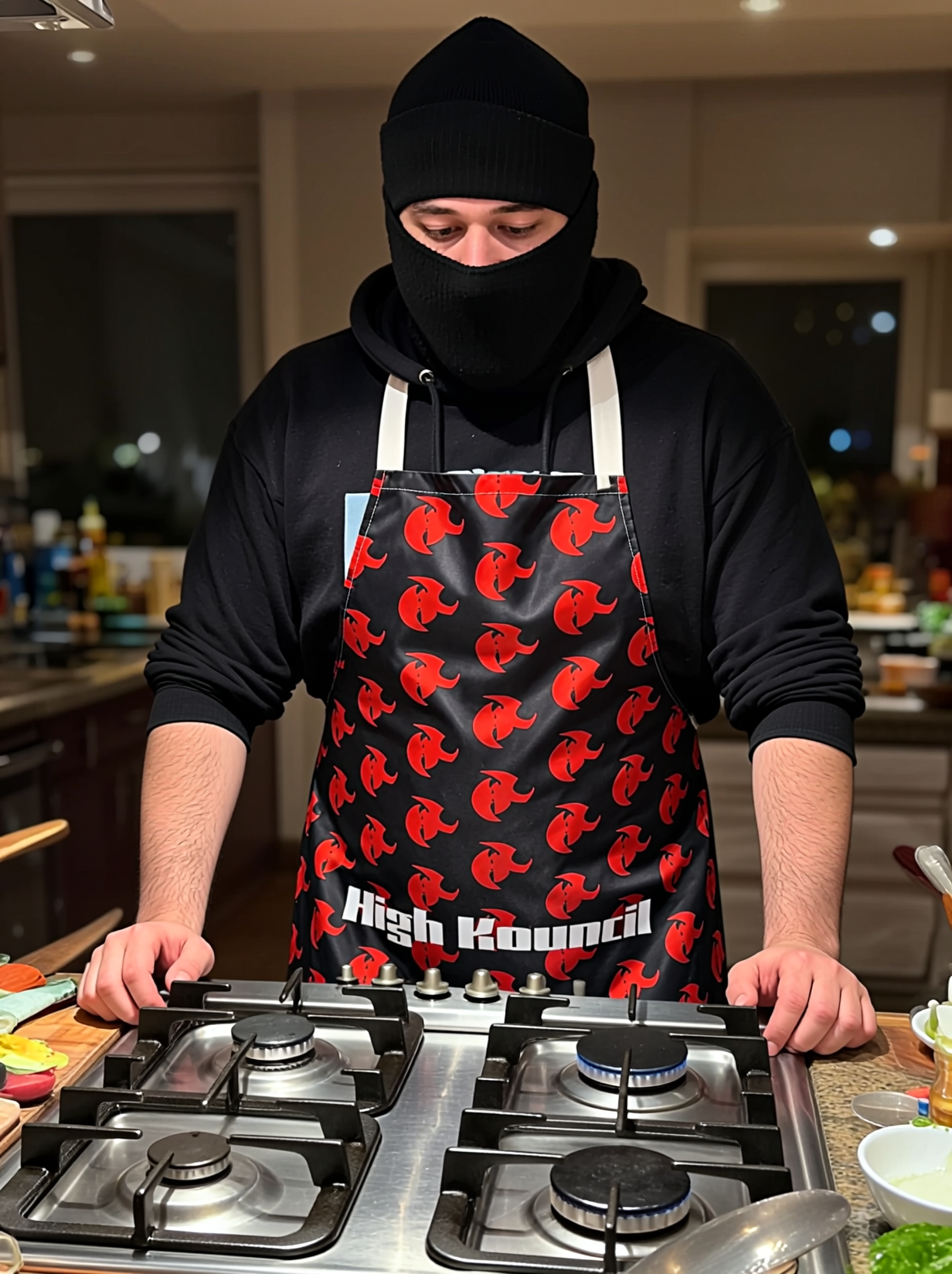 HK Pattern Apron — Durable Kitchen Apron with Bold All-Over Print