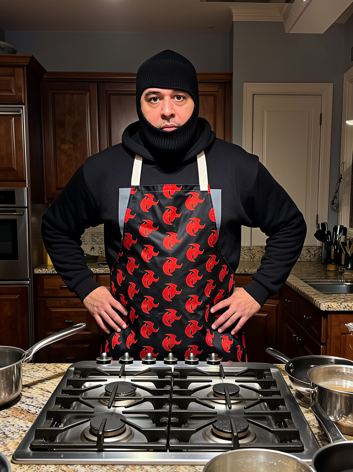 HK Pattern Apron — Durable Kitchen Apron with Bold All-Over Print