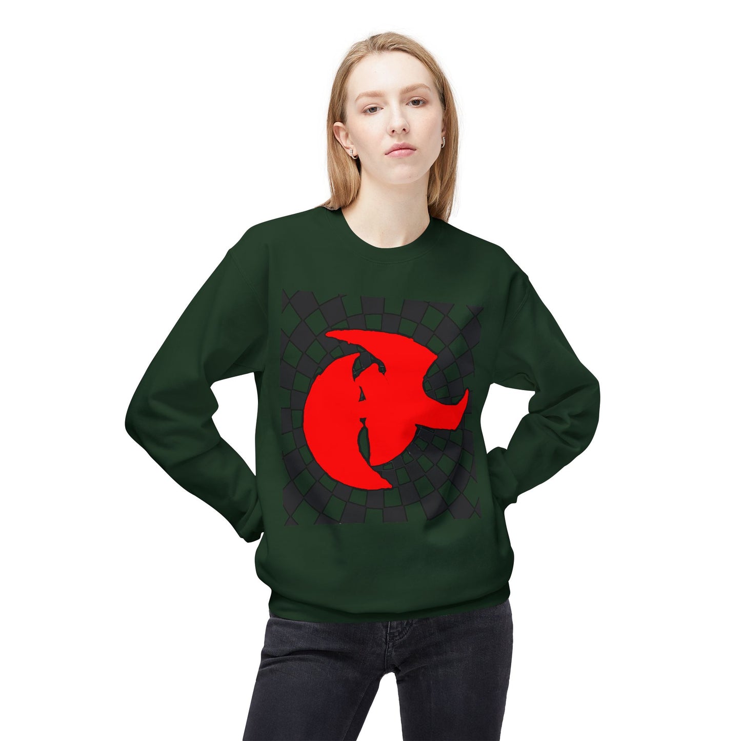 HK LOGO Unisex Fleece Sweatshirt with Bold Red Graphic