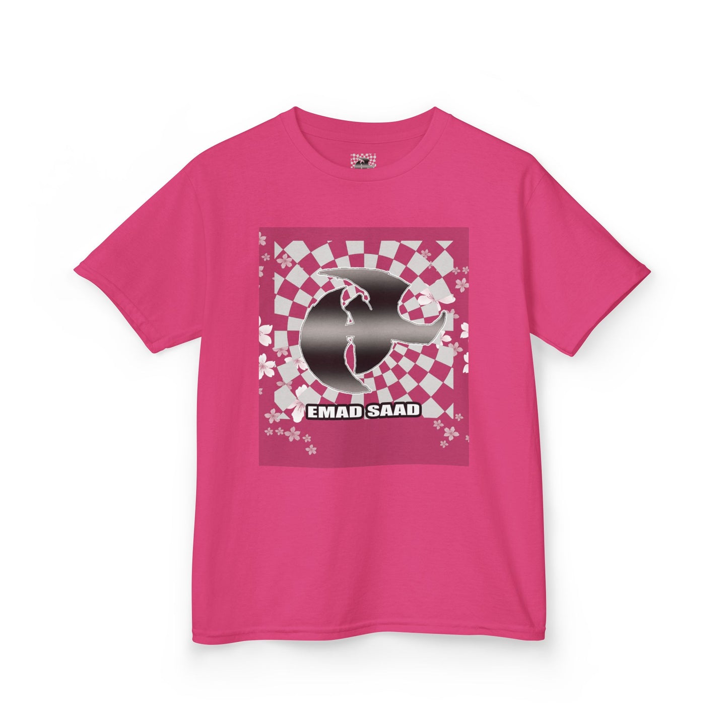 Kids Tee — Checkered HK Graphic with “EMAD SAAD”