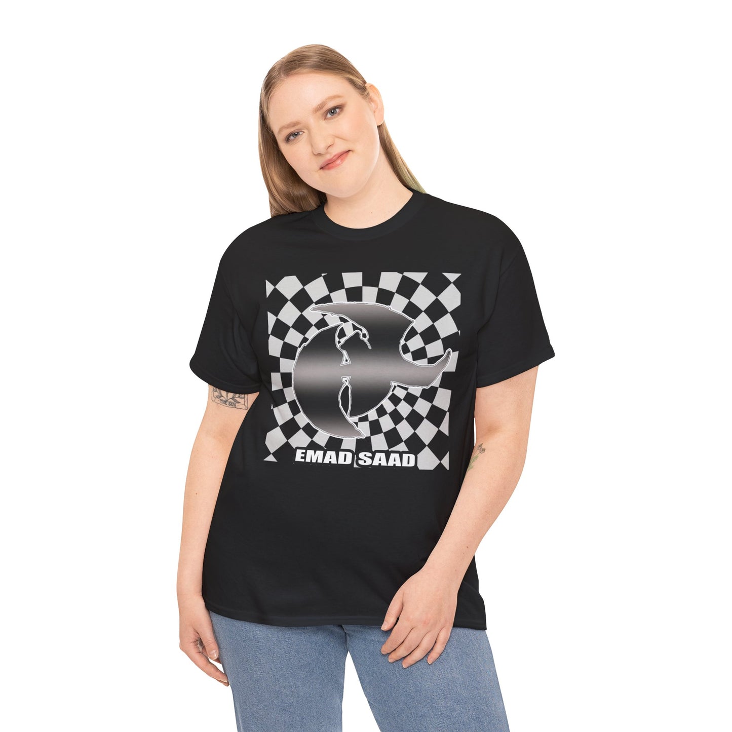Emad Saad Checkerboard Graphic Unisex Heavy Cotton Tee