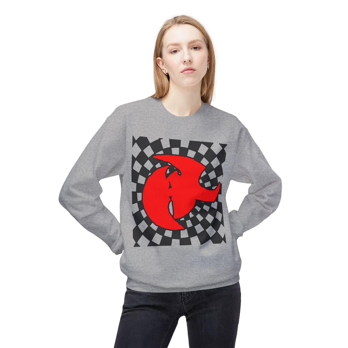 HK LOGO Unisex Fleece Sweatshirt with Bold Red Graphic