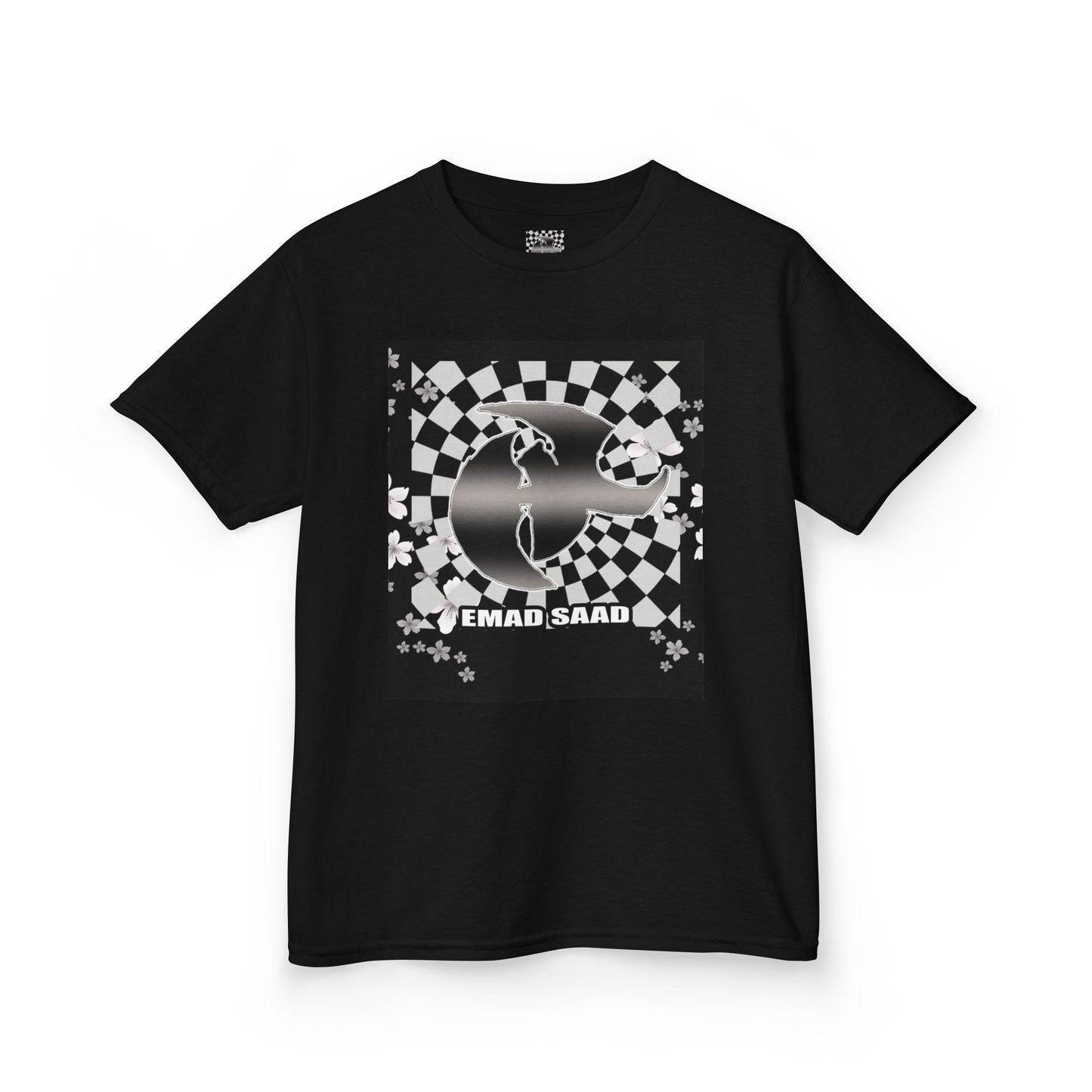 Kids Tee — Checkered HK Graphic with “EMAD SAAD”