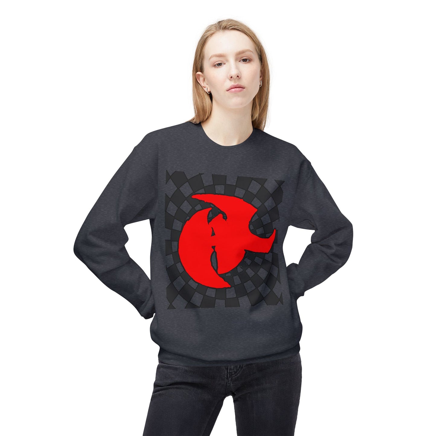 HK LOGO Unisex Fleece Sweatshirt with Bold Red Graphic