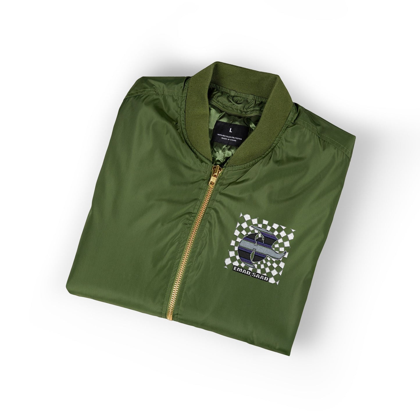 Emad Saad  Bomber Jacket with HK Embroidery - Stylish and Sustainable Outerwear