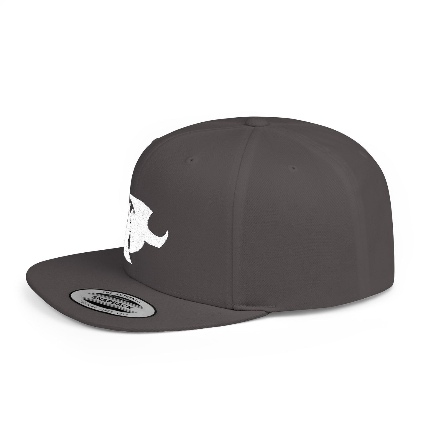 HK White LOGO  Flat Bill Snapback Hat | Stylish Casual Accessory