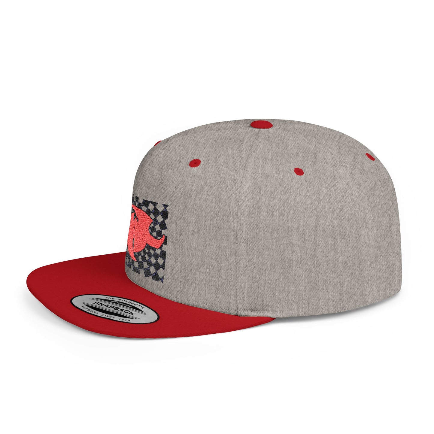 HK Logo Retro Checkerboard Flat Bill Snapback Hat