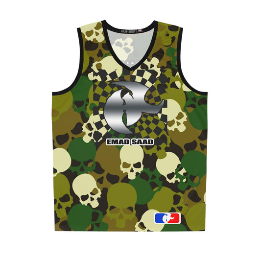 Edgy Skull Camo Basketball Jersey | Unisex Sportswear for Trendsetters
