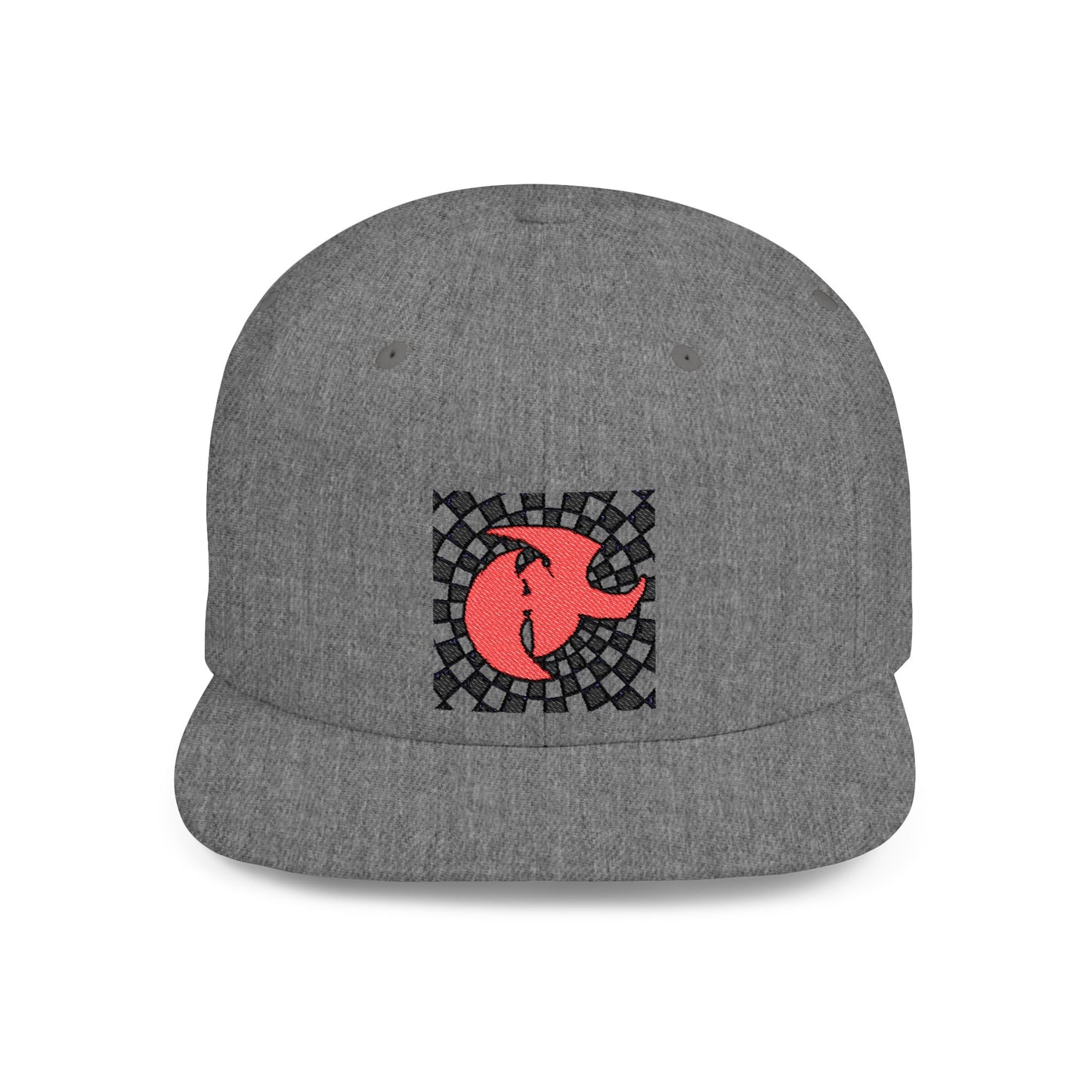 HK RED LOGO Retro Checkerboard Flat Bill Snapback Hat