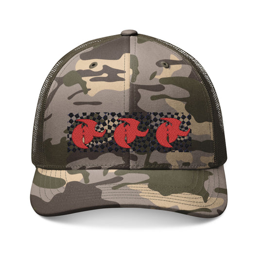 HK Logo Embroidered Camouflage Trucker Hat