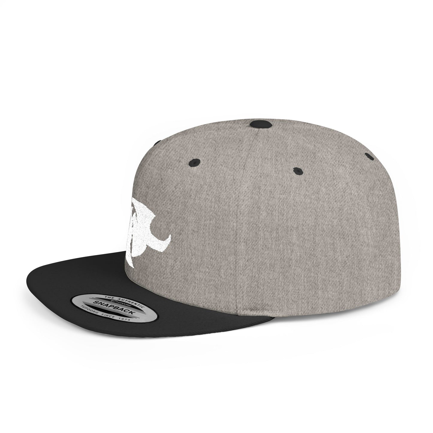HK White LOGO  Flat Bill Snapback Hat | Stylish Casual Accessory