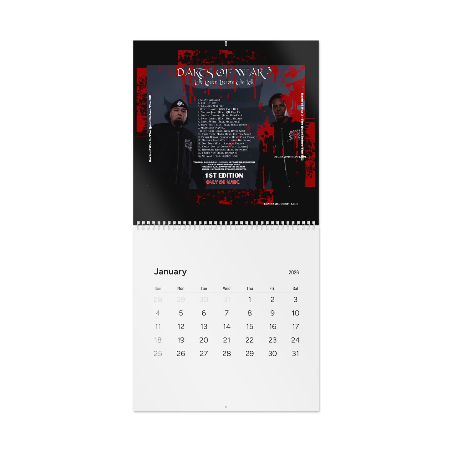 DARTS OF WAR 3  2026 Wall Calendar