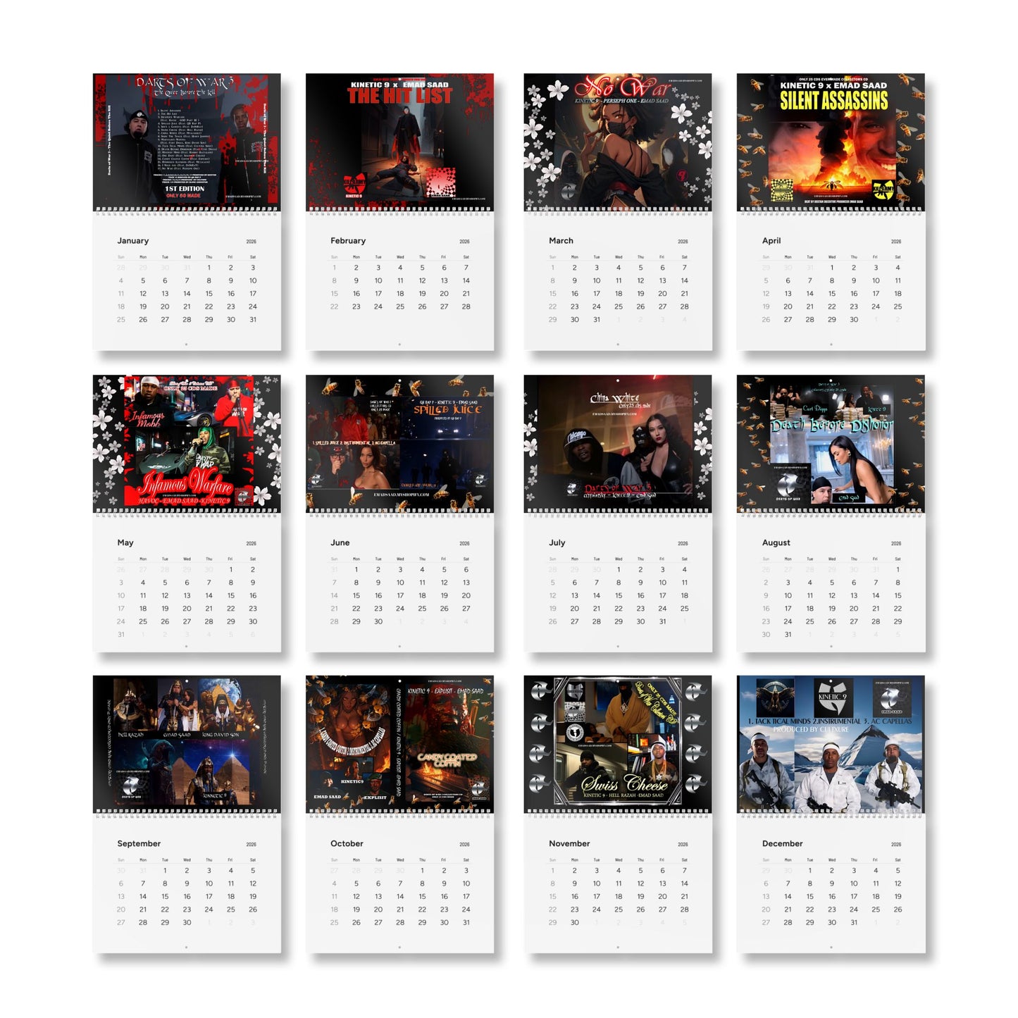 DARTS OF WAR 3  2026 Wall Calendar