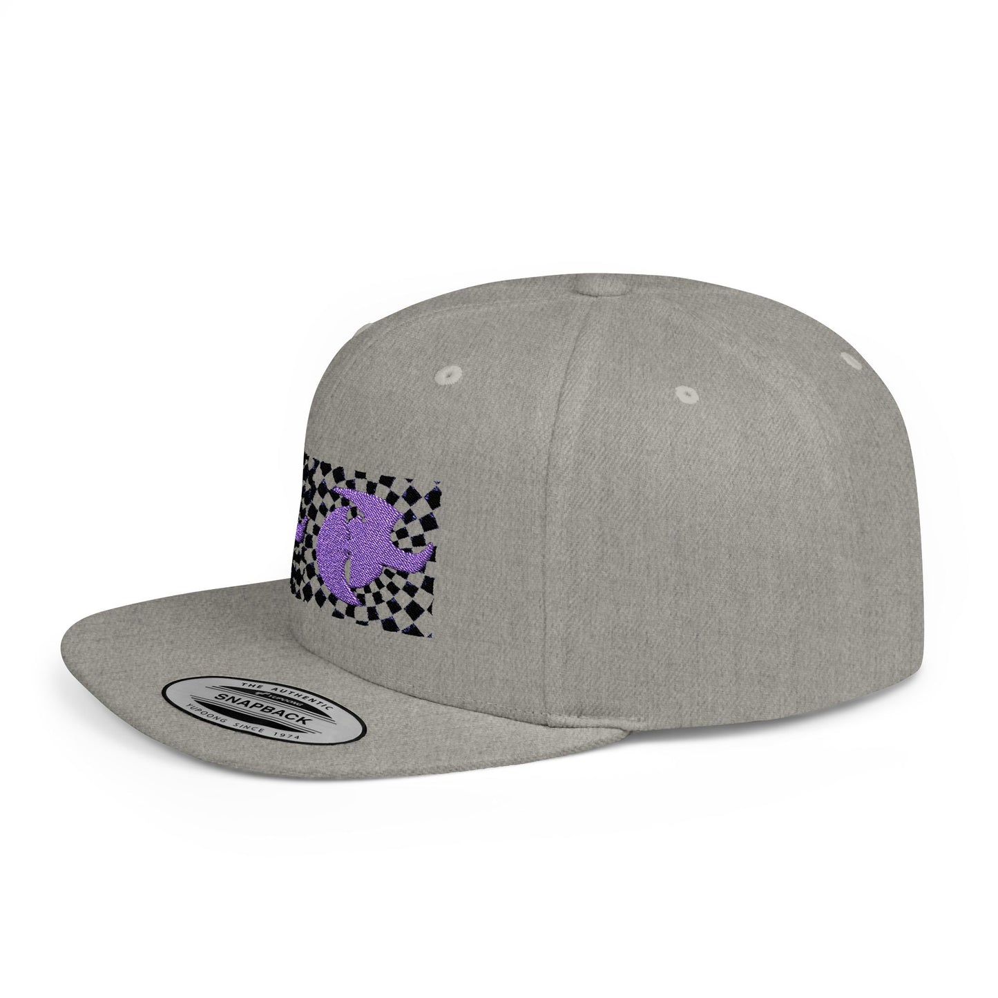 HK LOGO  Checkerboard Flat Bill Snapback CAP